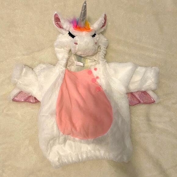 Hyde and Eek Baby Girl Plush Unicorn Costume Pullover Pink White Size 0-6 Months - Picture 1 of 4